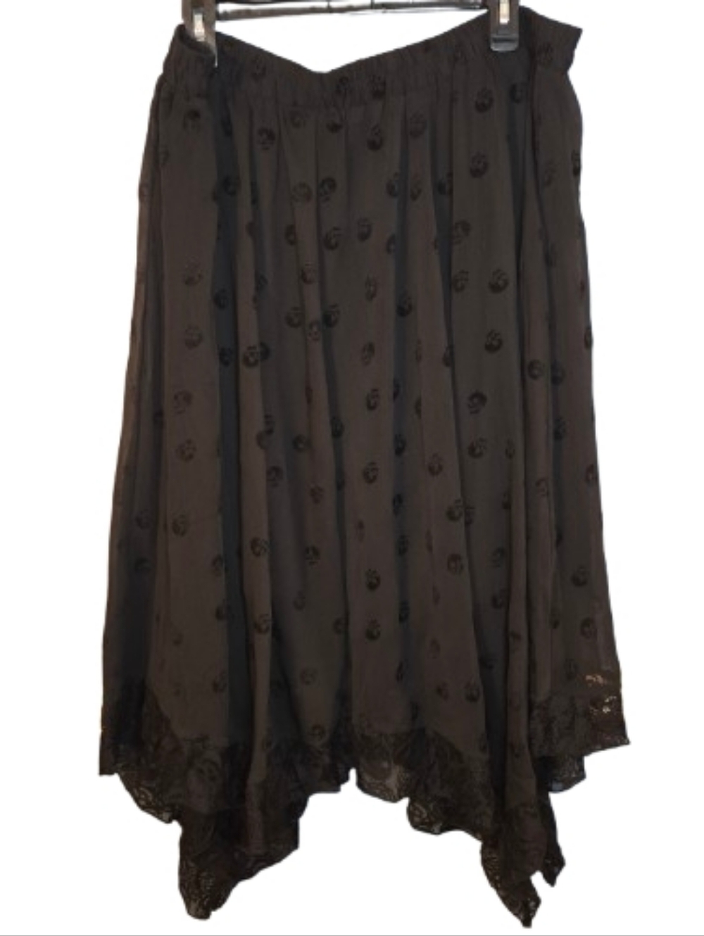 Disturbia Bones Flocked Chiffon Handkerchief Lace Hemmed Skirt
